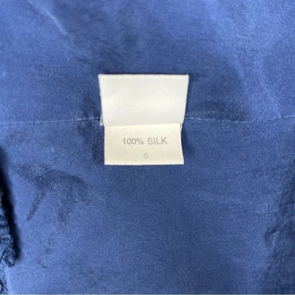 Eileen Fisher 100% Silk Navy Blue Embroidered Jacket with 3/4 Length Sleeves SML - Picture 14 of 15